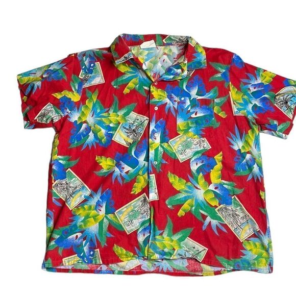 Vintage Other - 70s Vintage Surfboards of California by JMS red aloha Hawaiian shirt XL